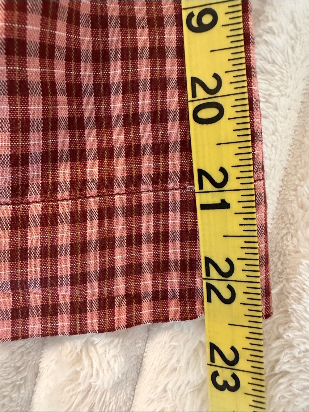 Old Navy Off the Shoulder Gingham Tiered Mini Dress in Rust Plaid - Picture 7 of 8